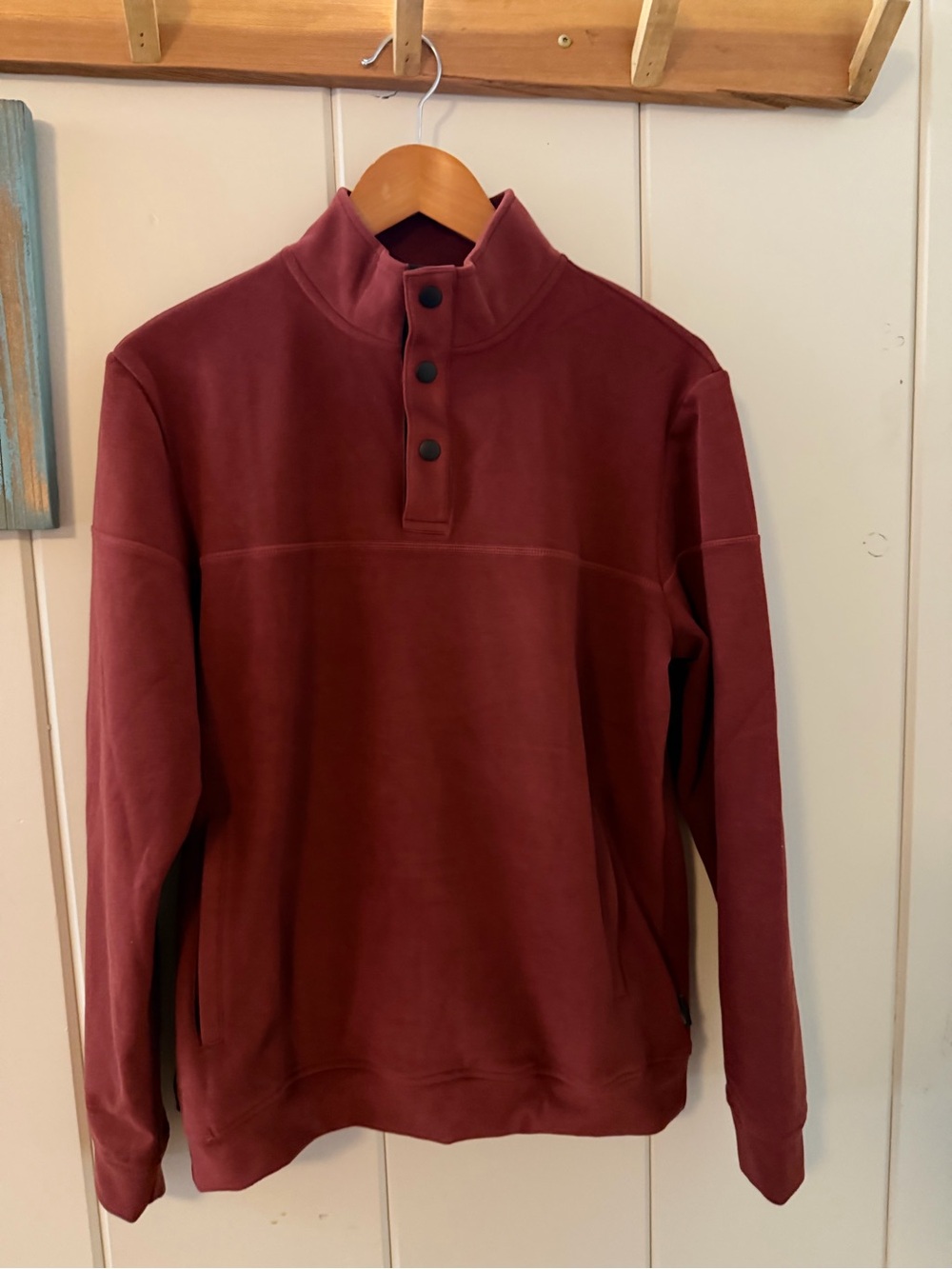 Kenneth Cole Burgundy Snap-Neck Zip Up Sweater